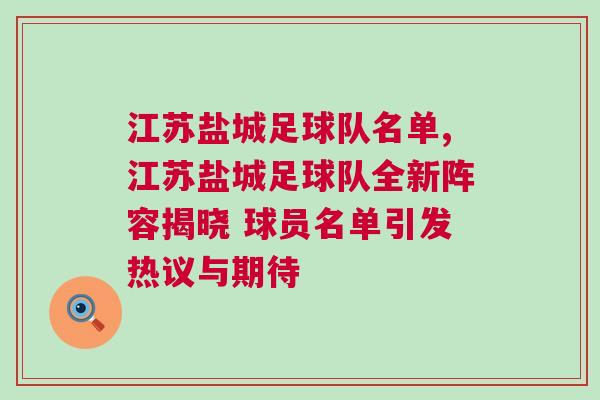 江蘇鹽城足球隊名單,江蘇鹽城足球隊全新陣容揭曉 球員名單引發(fā)熱議與期待
