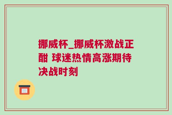 挪威杯_挪威杯激戰(zhàn)正酣 球迷熱情高漲期待決戰(zhàn)時刻