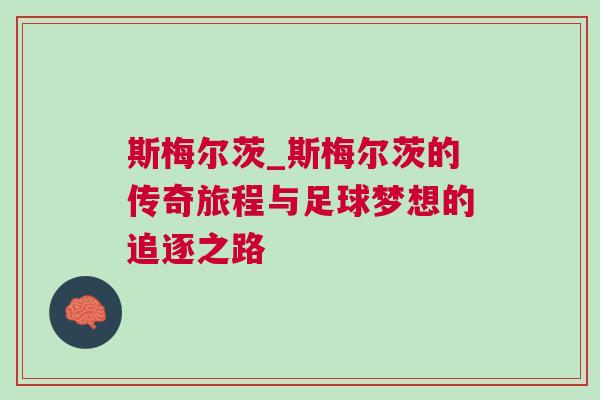 斯梅爾茨_斯梅爾茨的傳奇旅程與足球夢(mèng)想的追逐之路