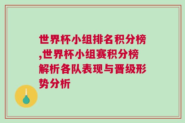 世界杯小組排名積分榜,世界杯小組賽積分榜解析各隊表現(xiàn)與晉級形勢分析
