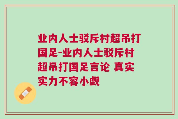 業(yè)內(nèi)人士駁斥村超吊打國(guó)足-業(yè)內(nèi)人士駁斥村超吊打國(guó)足言論 真實(shí)實(shí)力不容小覷