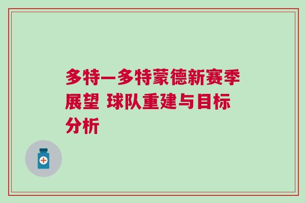 多特—多特蒙德新賽季展望 球隊(duì)重建與目標(biāo)分析