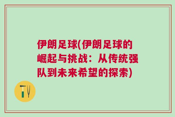 伊朗足球(伊朗足球的崛起與挑戰(zhàn)：從傳統(tǒng)強隊到未來希望的探索)
