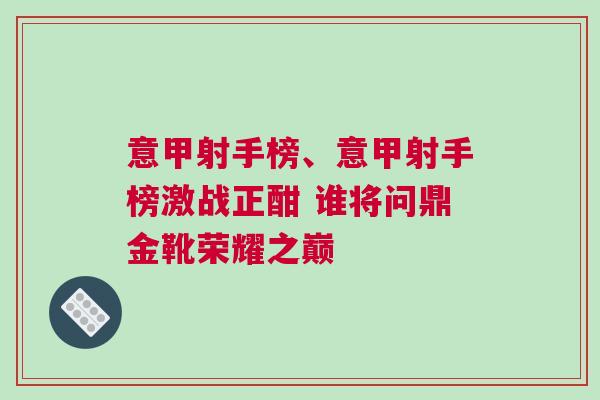 意甲射手榜、意甲射手榜激戰(zhàn)正酣 誰將問鼎金靴榮耀之巔