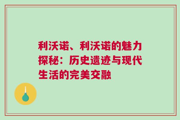 利沃諾、利沃諾的魅力探秘：歷史遺跡與現(xiàn)代生活的完美交融