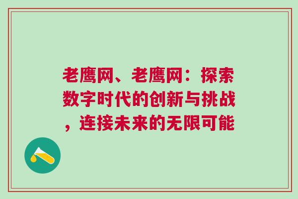 老鷹網(wǎng)、老鷹網(wǎng)：探索數(shù)字時代的創(chuàng)新與挑戰(zhàn)，連接未來的無限可能