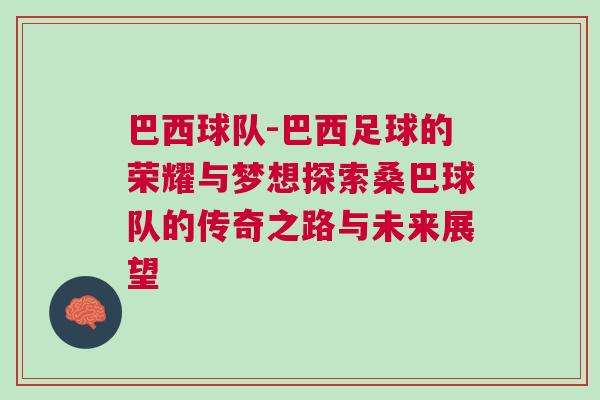 巴西球隊(duì)-巴西足球的榮耀與夢(mèng)想探索桑巴球隊(duì)的傳奇之路與未來展望