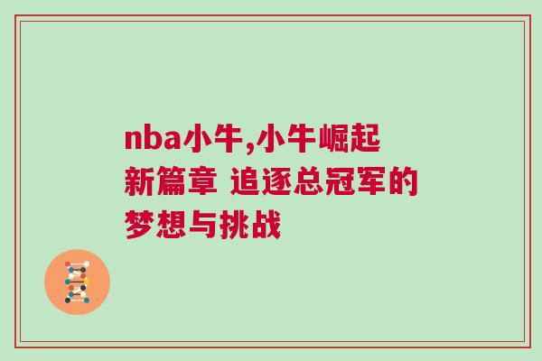 nba小牛,小牛崛起新篇章 追逐總冠軍的夢(mèng)想與挑戰(zhàn)