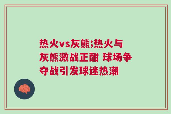熱火vs灰熊;熱火與灰熊激戰(zhàn)正酣 球場爭奪戰(zhàn)引發(fā)球迷熱潮