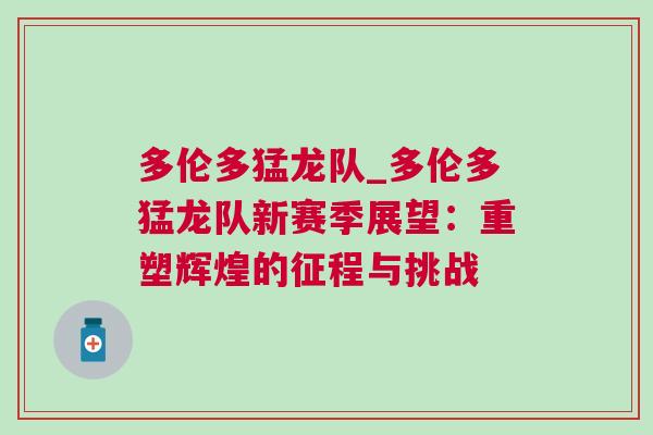 多倫多猛龍隊(duì)_多倫多猛龍隊(duì)新賽季展望：重塑輝煌的征程與挑戰(zhàn)