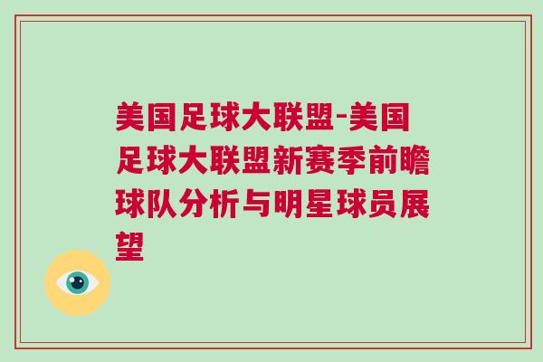 美國(guó)足球大聯(lián)盟-美國(guó)足球大聯(lián)盟新賽季前瞻球隊(duì)分析與明星球員展望