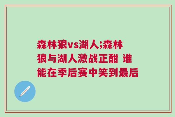 森林狼vs湖人;森林狼與湖人激戰(zhàn)正酣 誰能在季后賽中笑到最后