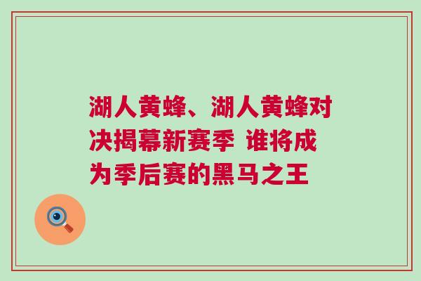 湖人黃蜂、湖人黃蜂對決揭幕新賽季 誰將成為季后賽的黑馬之王