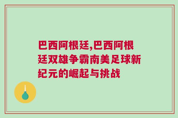 巴西阿根廷,巴西阿根廷雙雄爭霸南美足球新紀(jì)元的崛起與挑戰(zhàn)