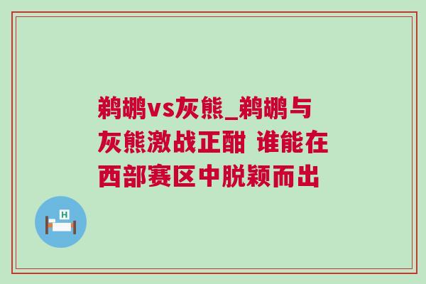 鵜鶘vs灰熊_鵜鶘與灰熊激戰(zhàn)正酣 誰(shuí)能在西部賽區(qū)中脫穎而出