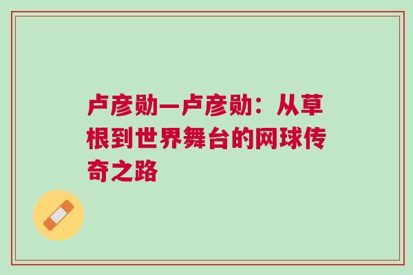 盧彥勛—盧彥勛：從草根到世界舞臺(tái)的網(wǎng)球傳奇之路