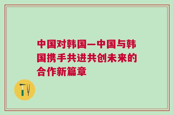 中國對韓國—中國與韓國攜手共進共創(chuàng)未來的合作新篇章