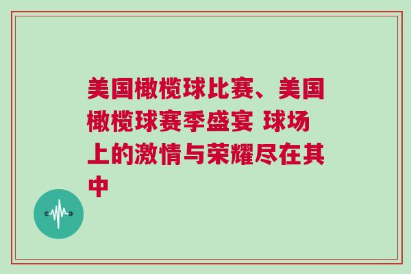 美國橄欖球比賽、美國橄欖球賽季盛宴 球場上的激情與榮耀盡在其中