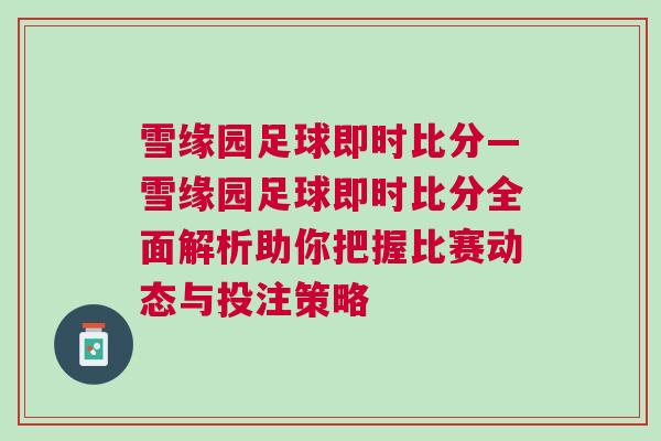 雪緣園足球即時比分—雪緣園足球即時比分全面解析助你把握比賽動態(tài)與投注策略