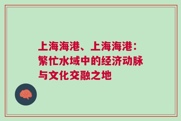 上海海港、上海海港：繁忙水域中的經(jīng)濟(jì)動脈與文化交融之地