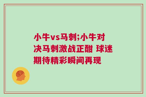小牛vs馬刺;小牛對決馬刺激戰(zhàn)正酣 球迷期待精彩瞬間再現(xiàn)